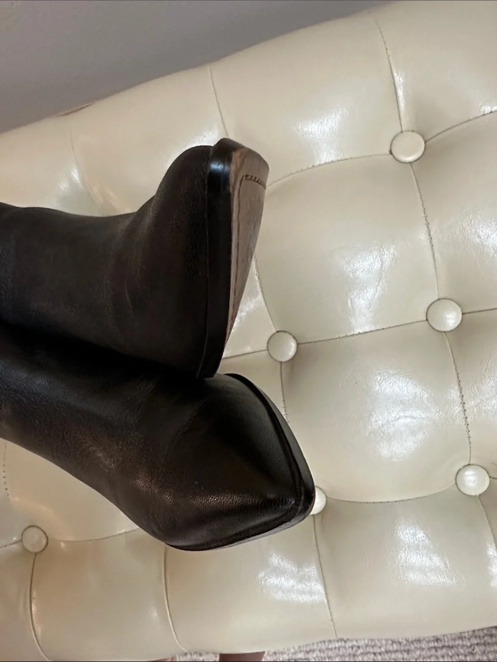 Paolo Black Leather Ankle Booties, Block heel